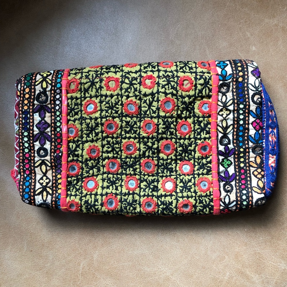 Boho embroidered mirror clutch shoulder bag - Picture 3 of 6